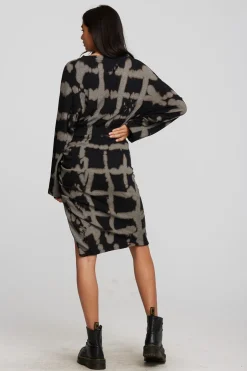 Women Chaser Brand Recycled Vintage Rib Midi Dress With Shirring And Side Slit