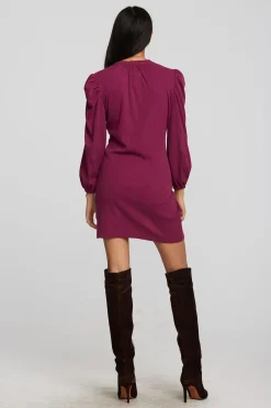Women Chaser Brand Recycled Vintage Rib Mini Dress With Deep V And Pearl Snaps