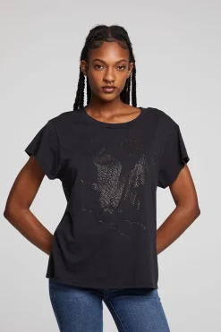 Women Chaser Brand Rhinestone Eagle Tee