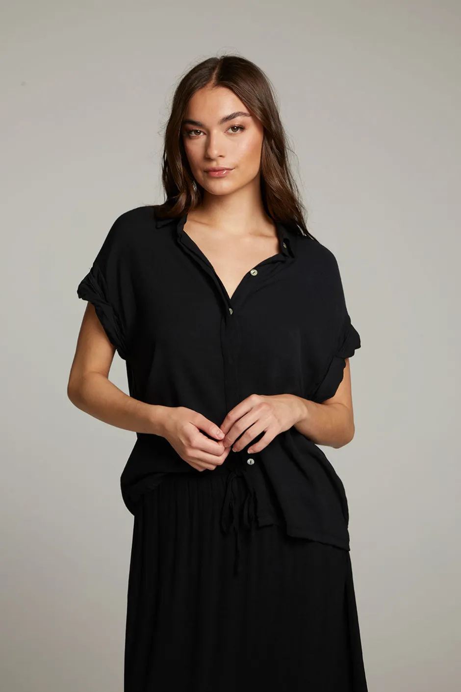Women Chaser Brand Rhythmm Licorice Button Down