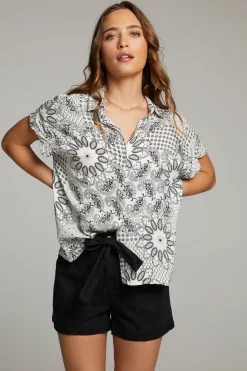Women Chaser Brand Rhythmm Paisley Bandana Button Down