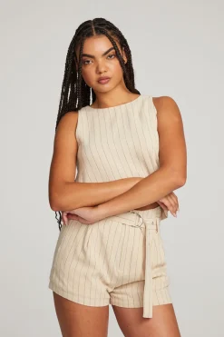 Women Chaser Brand Riley White Pinstripe Tank