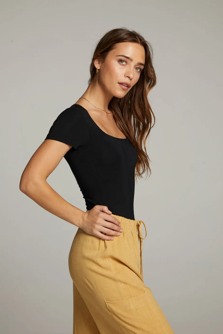 Women Chaser Brand River True Black Bodysuit