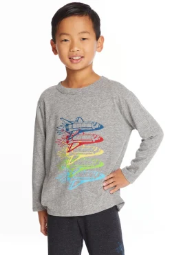 Kids/BOY Chaser Brand Rocketships Boys Long Sleeve Crew Neck Tee