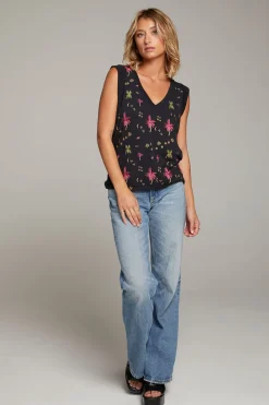 Women Chaser Brand Rolled Night Palm Armhole V-neck Muscle Tank