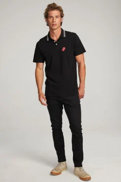 Women Chaser Brand Rolling Stones Embroidered Logo Mens Polo Tee