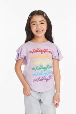 Women/Kids Chaser Brand Rolling Stones Rainbow Script Girls Tee