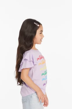 Women/Kids Chaser Brand Rolling Stones Rainbow Script Girls Tee