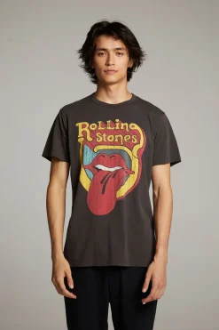 Women Chaser Brand Rolling Stones Retro Logo Crew Neck Tee