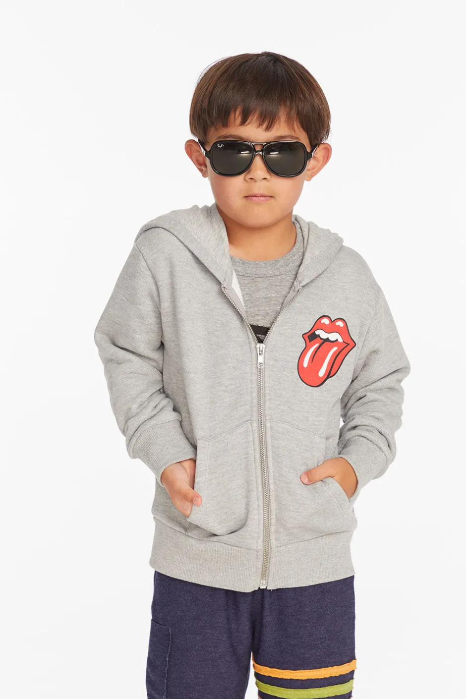 Women/Kids/BOY Chaser Brand Rolling Stones Script Logo Boys Zip-up Hoodie