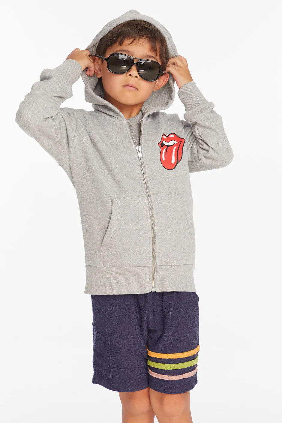 Women/Kids/BOY Chaser Brand Rolling Stones Script Logo Boys Zip-up Hoodie