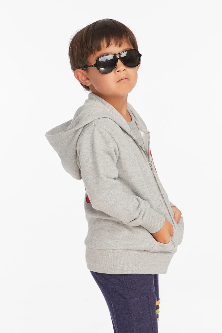 Women/Kids/BOY Chaser Brand Rolling Stones Script Logo Boys Zip-up Hoodie