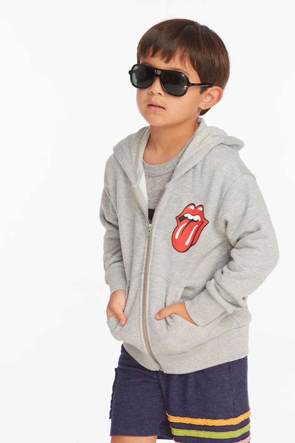 Women/Kids/BOY Chaser Brand Rolling Stones Script Logo Boys Zip-up Hoodie