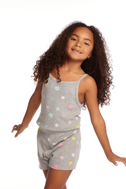Kids Chaser Brand Rosa Embroidered Flower Girls Romper