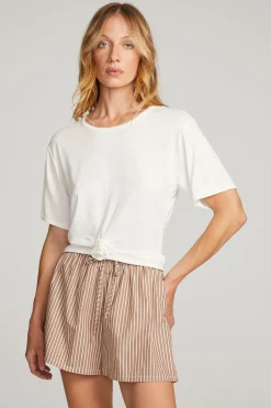 Women Chaser Brand Rosebud White Tee