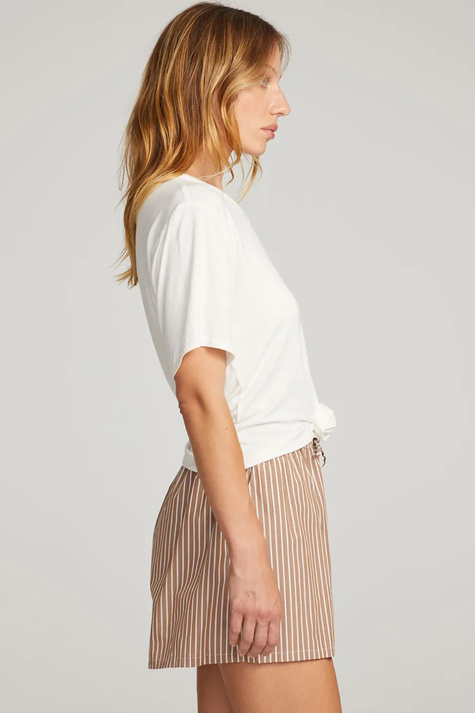 Women Chaser Brand Rosebud White Tee