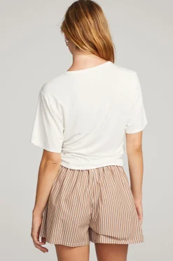 Women Chaser Brand Rosebud White Tee