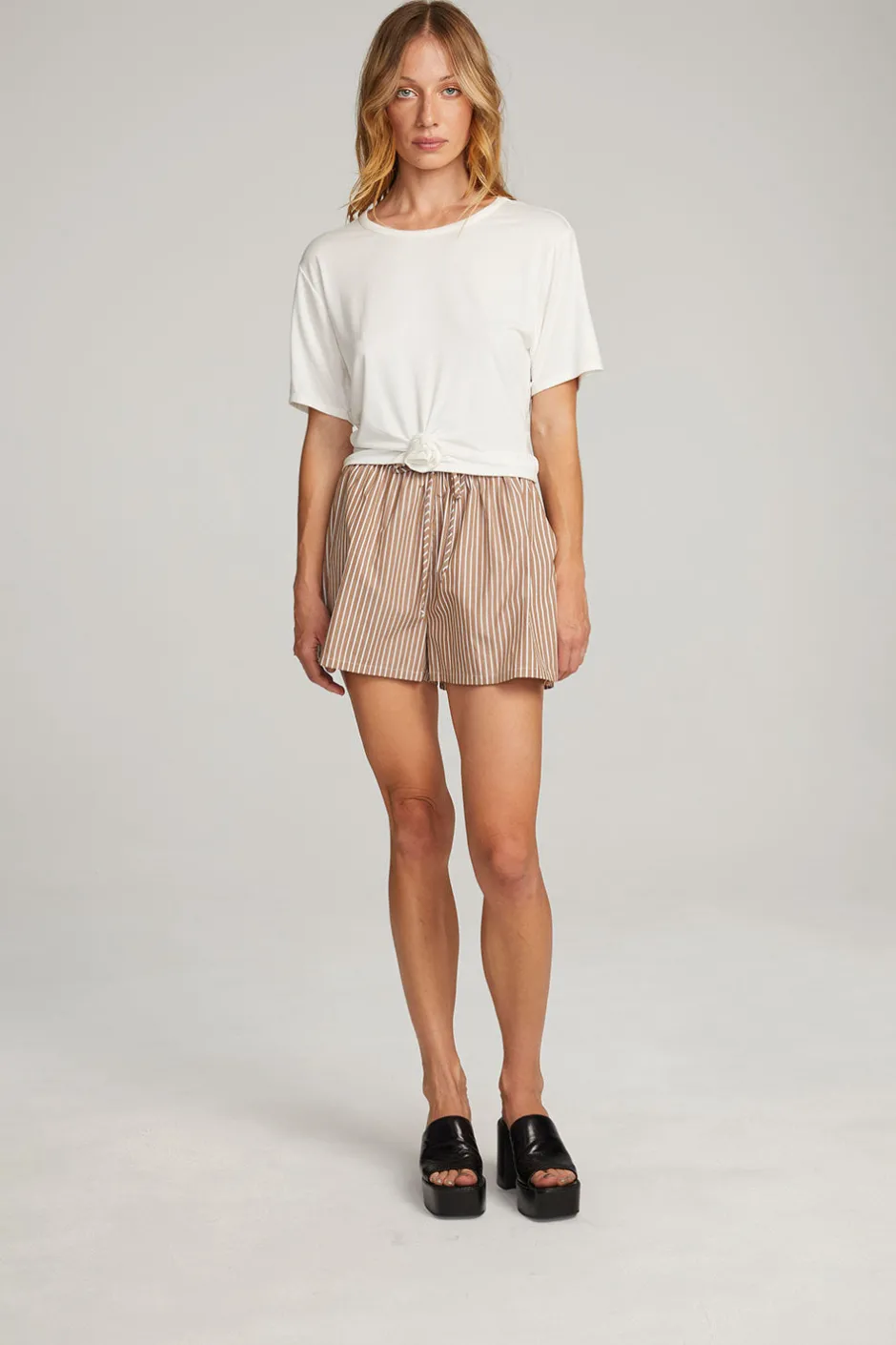 Women Chaser Brand Rosebud White Tee