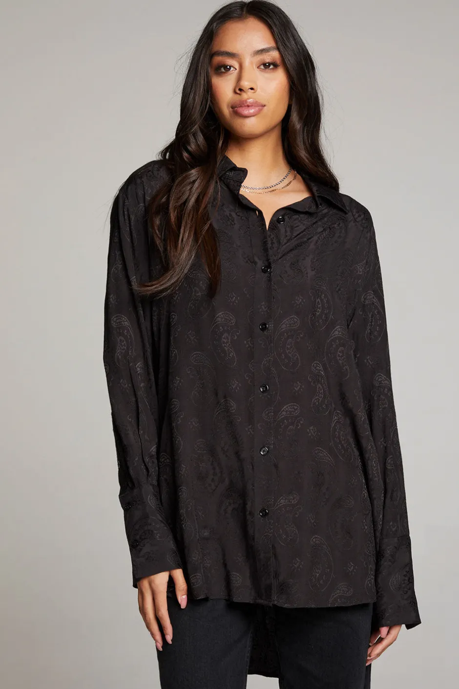 Women Chaser Brand Ruby Licorice Button Up