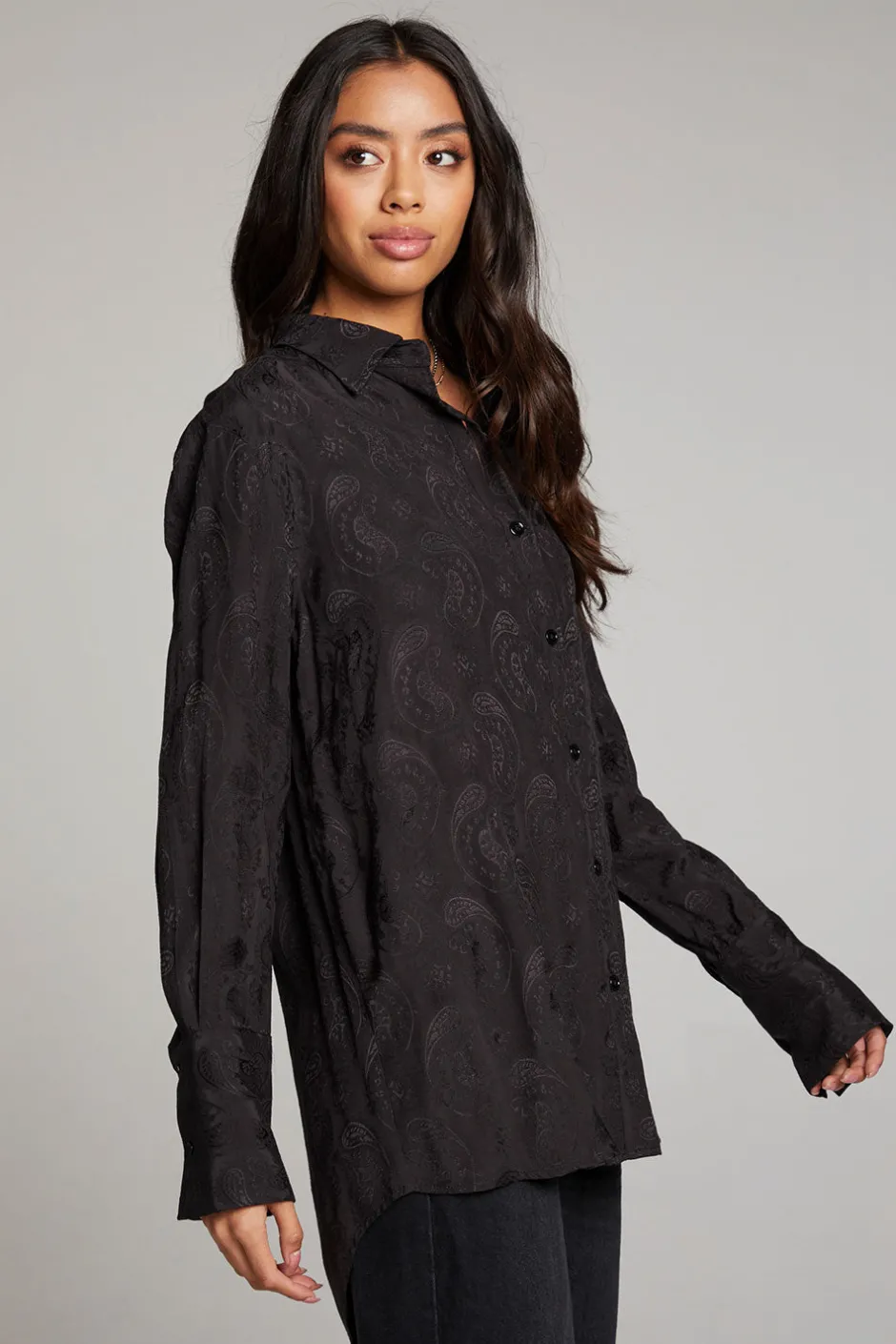 Women Chaser Brand Ruby Licorice Button Up