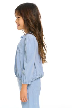 Kids Chaser Brand Ruffle Neck Pocket Shirred Tee
