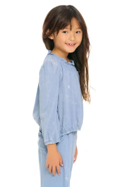 Kids Chaser Brand Ruffle Neck Pocket Shirred Tee