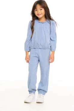 Kids Chaser Brand Ruffle Neck Pocket Shirred Tee