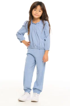 Kids Chaser Brand Ruffle Neck Pocket Shirred Tee