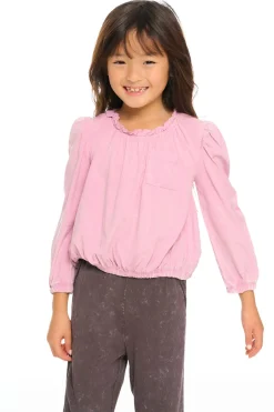 Kids Chaser Brand Ruffle Neck Pocket Shirred Tee