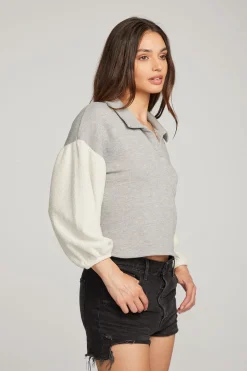 Women Chaser Brand Saratoga Heather Grey Pullover