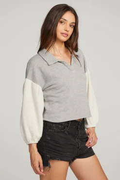 Women Chaser Brand Saratoga Heather Grey Pullover
