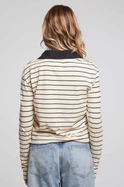 Women Chaser Brand Sausalito Black Sand Stripe Long Sleeve