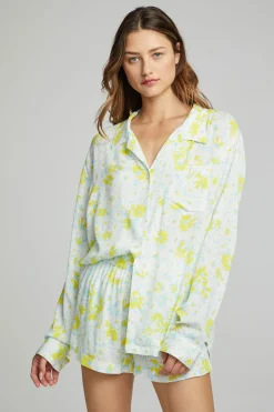 Women Chaser Brand Saville Button Down - Baby Blue Daisy Floral