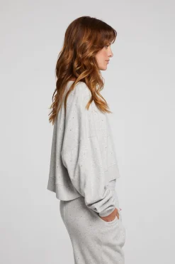 Women Chaser Brand Scarlet Heather Grey Pullover