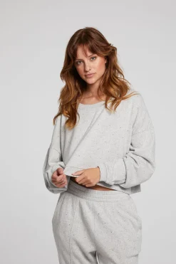 Women Chaser Brand Scarlet Heather Grey Pullover