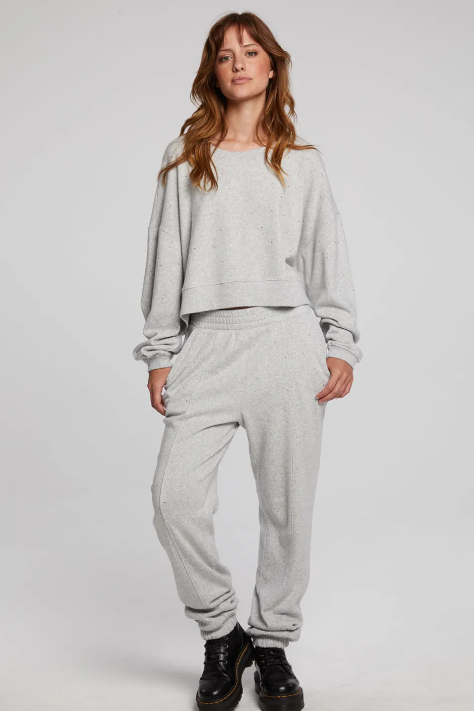 Women Chaser Brand Scarlet Heather Grey Pullover