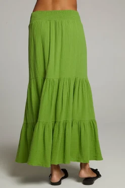 Women Chaser Brand Seal Piquant Green Maxi Skirt