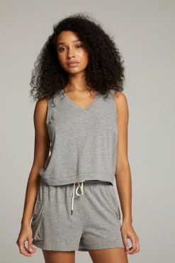 Women Chaser Brand Sean Streaky Grey Tank