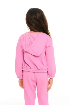 Kids Chaser Brand Semi Cropped Shirred Hoodie Pullover