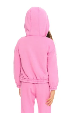 Kids Chaser Brand Semi Cropped Shirred Hoodie Pullover