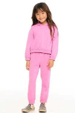 Kids Chaser Brand Semi Cropped Shirred Hoodie Pullover
