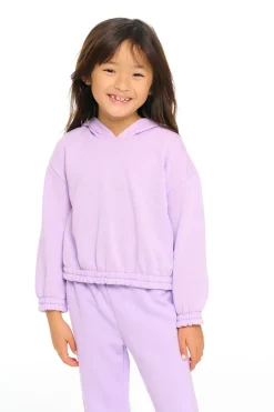 Kids Chaser Brand Semi Cropped Shirred Hoodie Pullover