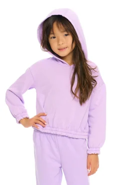 Kids Chaser Brand Semi Cropped Shirred Hoodie Pullover