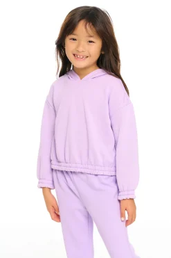 Kids Chaser Brand Semi Cropped Shirred Hoodie Pullover