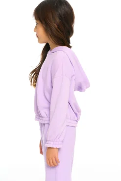 Kids Chaser Brand Semi Cropped Shirred Hoodie Pullover