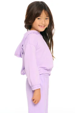 Kids Chaser Brand Semi Cropped Shirred Hoodie Pullover