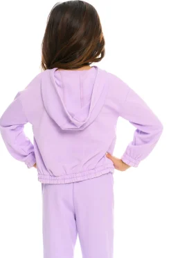 Kids Chaser Brand Semi Cropped Shirred Hoodie Pullover