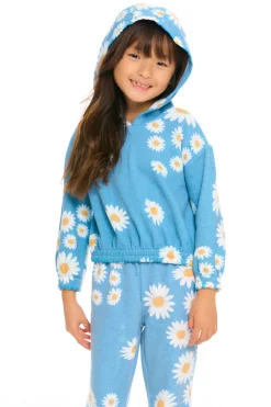 Kids Chaser Brand Semi Cropped Shirred Hoodie Pullover