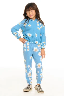 Kids Chaser Brand Semi Cropped Shirred Hoodie Pullover