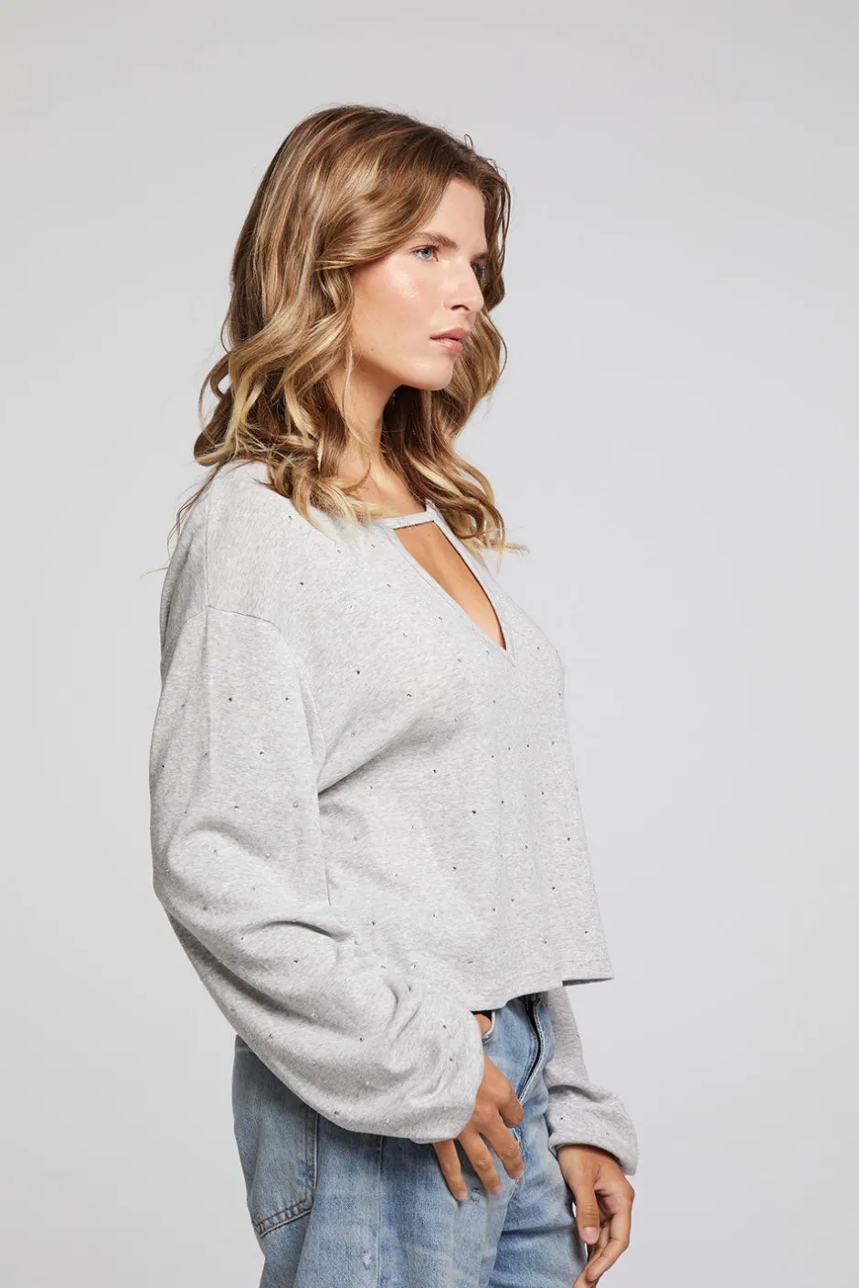 Women Chaser Brand Servinoo Heather Grey Long Sleeve